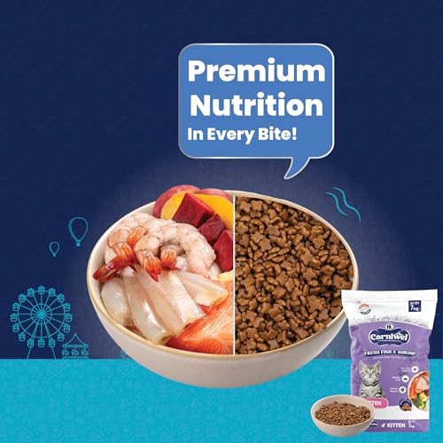 Image of Carniwel Fresh Fish & Shrimp Kitten Dry Cat Food 7 kg | Fresh & Natural Ingredients | Highly Palatable | Supports Healthy Skin & Glossy Coat | Premium Nutrition
