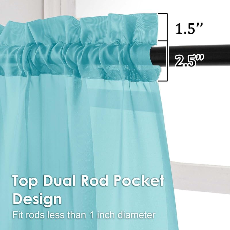 Image of OVZME Aqua Sheer Curtains 78 Inches Long 2 Panels - Soft Light Filtering Window Sheer Panels for Living Room /Bedroom, Top Dual Rod Pocket, 1 Pair, Each 42Wx78L Inches