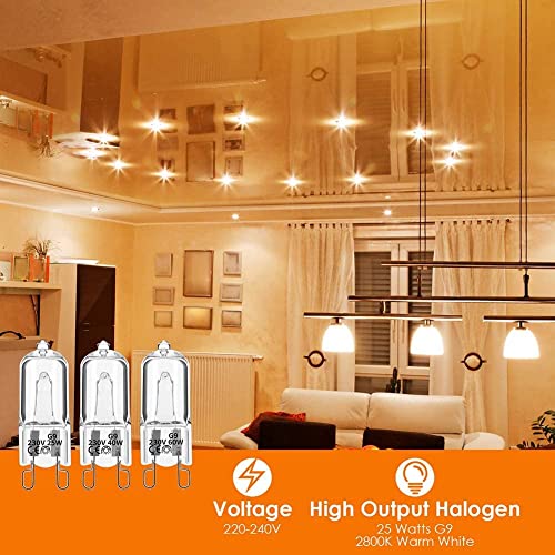 Kopinma 20Pcs G9 Halogen Light Bulbs,25W Clear Halogen Dimmable,Warm White 2800K for Chandeliers,Pendants,Landscape Lights - Image 2