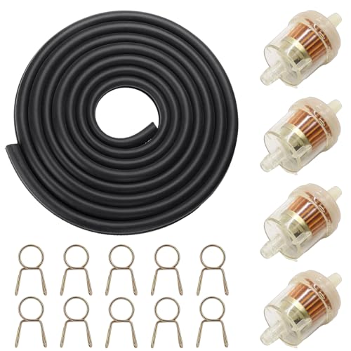 Benzinfilter, Kraftstofffilter, Benzinfilter Moped, Benzinschlauch Rasenmäher, 3m Benzinschlauch Kit Mit 4 Filtern Und 10 Schlauchschellen, Für Motorrad, Roller, Rasenmäher Und Auto