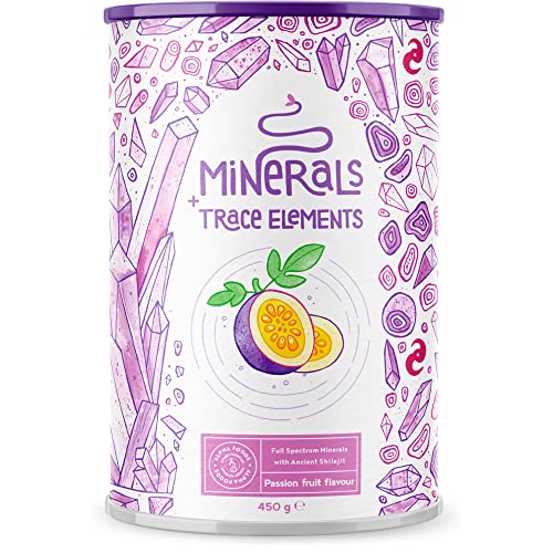 Minéraux et oligo-éléments naturels avec Shilajit, Calcium, Magnésium, Fer, Zinc - goût fruit de la passion - Poudre de minéral naturel à biodisponibilité optimale - 450g Cover