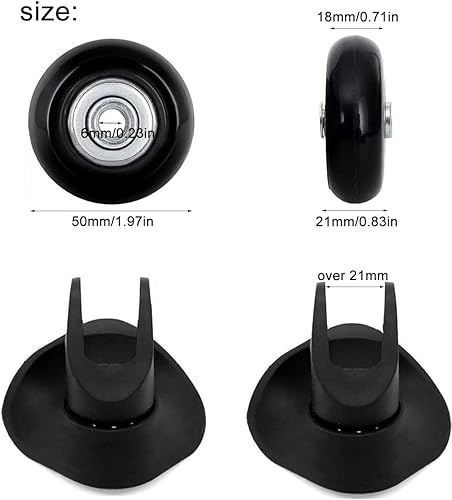 Miniatura 3 de Juego de 4 ruedas de repuesto para maleta de equipaje de 1.969 in, piezas de repuesto, ruedas giratorias, rodamientos, kits de reparación de ejes de