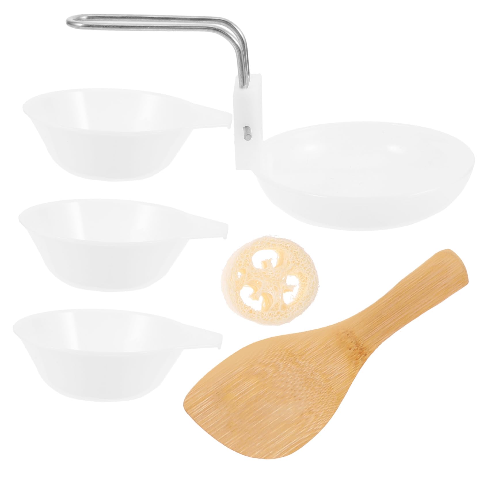 VICASKY 1set Reusable Plastic Camping Utensils Set Outdoor Cookware Bowls Soup Spoon Rice Spoon Cleaning Ball Compact Elegant Picnic Bowl Easy Outdoor Adventures