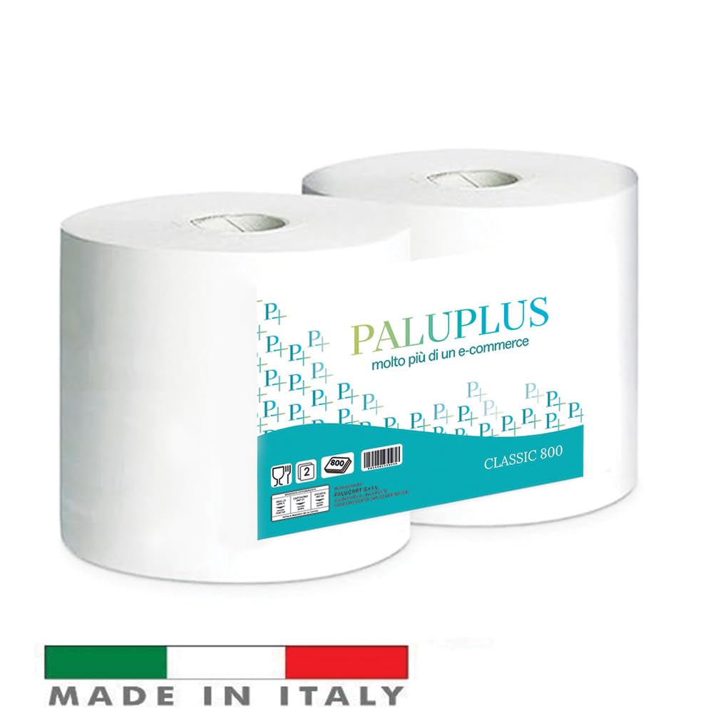 Virsus kit 2 Bobina carta 800 strappi bobina industriale bobine carta pura cellulosa 2 veli