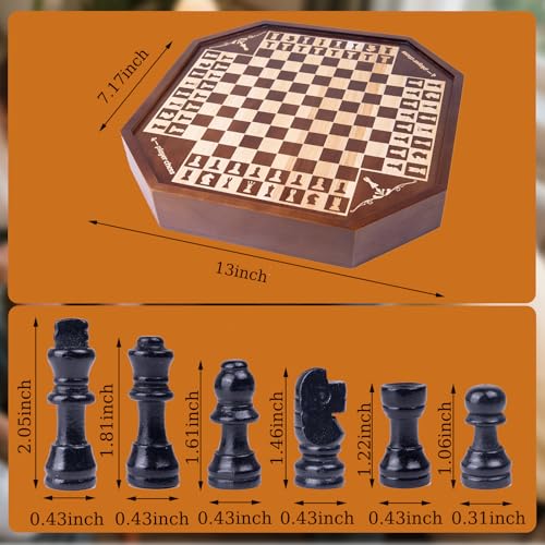 Juego de Ajedrez de Madera para 3 o 4 Jugadores miniatura 2