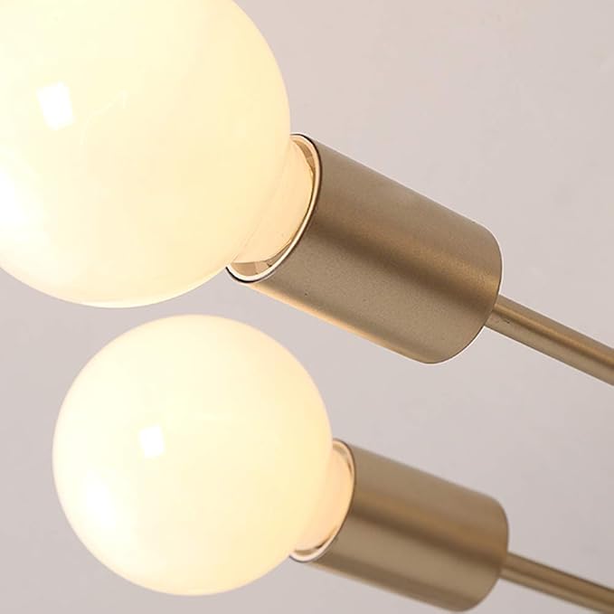 NSXBY E27 Industriële Stijl Ijzer Eenvoudige Plafondlamp, Glas Lampenkap 2 Kleuren Woonkamer Slaapkamer Eetkamer Lampen, Art LED Plafond Lamp-Gouden. 6 hoofd photo 2