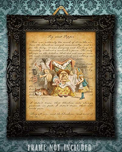 Alice In Wonderland Prints - 11X14 Unframed Wall Art Print Poster - Perfect Alice In Wonderland Gifts And Decorations (Cook, Duchess, Cheshire Cat, Baby) #TOP2