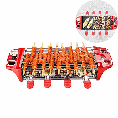 Tischgrill Elektrisch, Tisch Elektrogrill Für Draußen Und Drinnen, Grill Platte Mit Zwei Garbereichen, Keramik Antihaftbeschichtung