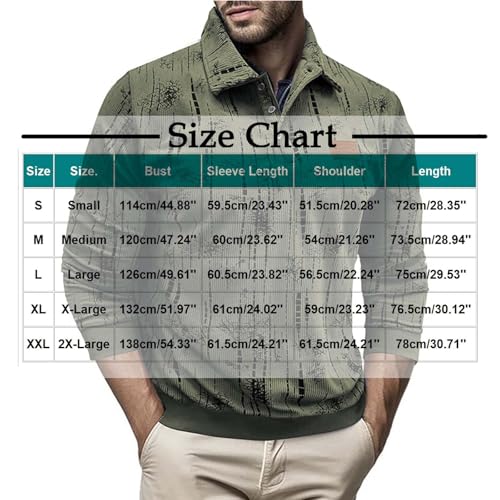 Mens Corduroy Sweatshirt Quarter Button Pullover - Long Sleeve Golf Sweater Jacket Vintage Knit Textured Sweatshirts3