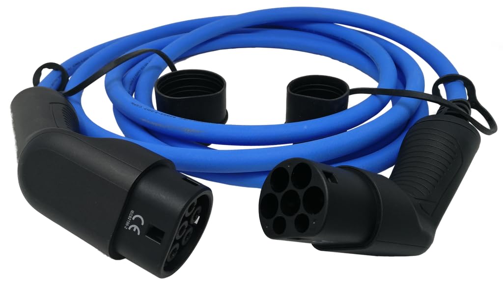 Solter Cable de Carga Tipo 2 para Coche Eléctrico 5m | Selector 10A-16A | 22kW 32A Trifásico | Compatible Tesla, Renault Zoe, Hyundai Kona | IP65 CBMOU-16/32