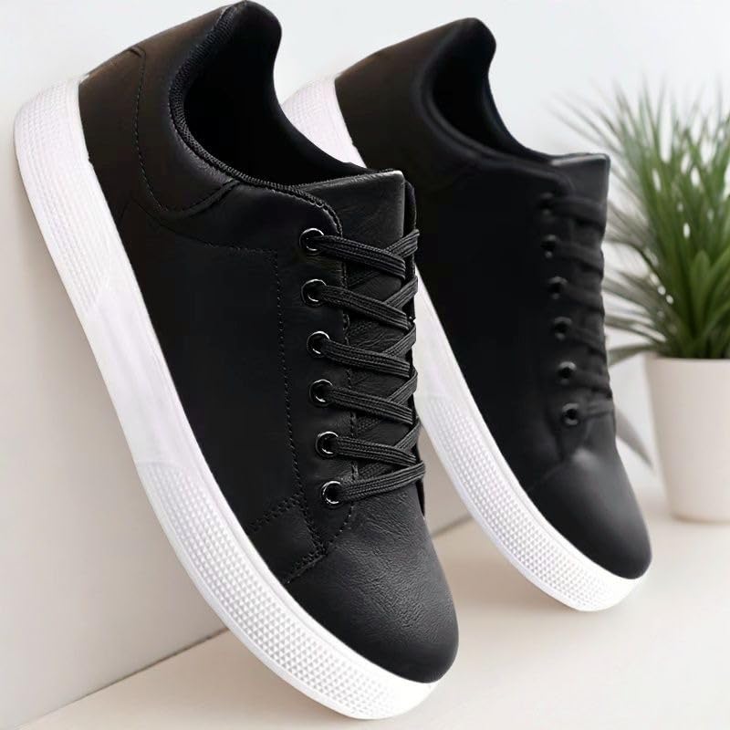 Men's Tennis Shoes PU Leather Dress Sneakers Lace-Up Oxfords Casual Walking Shoes for Business/Travel/Work2
