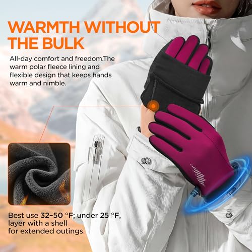 Image of rivmount Winter Gloves Women Men, Cold Weather Touch Screen Liner Glove, Windproof 3-Layers, for Running, Cycling, Biking, Hiking, Driving