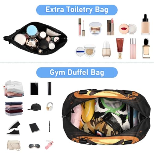 ALAZA Happy Black Cat Kitten Pumpkin Halloween Duffel Bag with Shoe Compartment Tote Bag Weekender Overnight Bag with Wet Pocket for Travel,Gym,Yoga,Swimming4