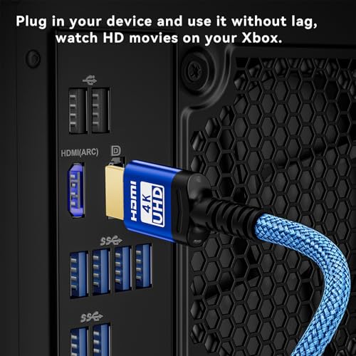 Image of 4K HDMI Cable 50FT, High Speed HDMI 18Gbps 2.0 Braided Cord,4K@60HZ,3D,ARC,HDCP 2.2,HDR,CEC,Gold Plated Connector Ethernet Audio Video Return for HDTV /PS4 /3 /Xbox /Monitor /Projector ect