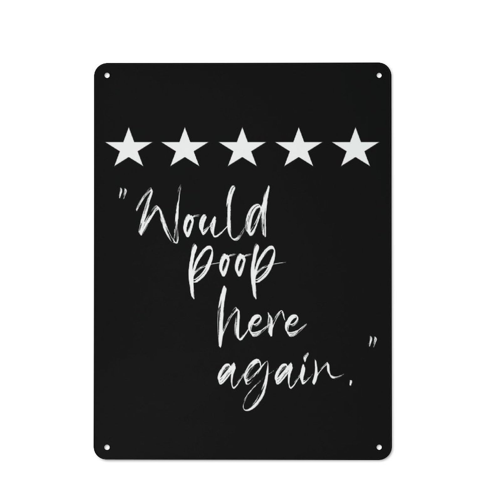 Metal Sign 40x30cm with Would Poop Here Again Wh for Pub Or Café, Vintage Decor, for Metal Sign Collectors, for Garage And Workshop Walls