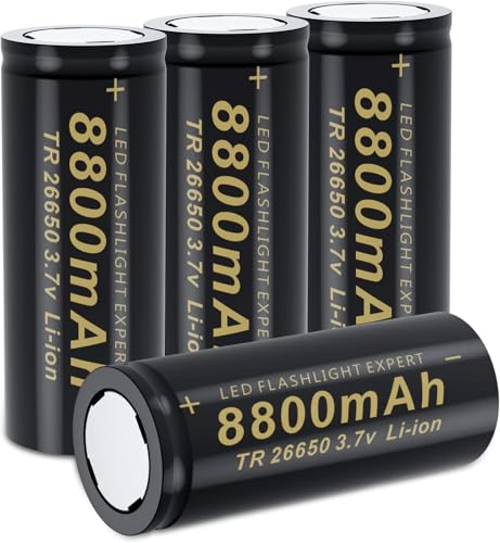 ZWDCVFGK Batería de Litio 26650, batería Recargable de 8800MAH3.7v, Linterna Brillante, Ventilador de Mano, batería de Punta Plana