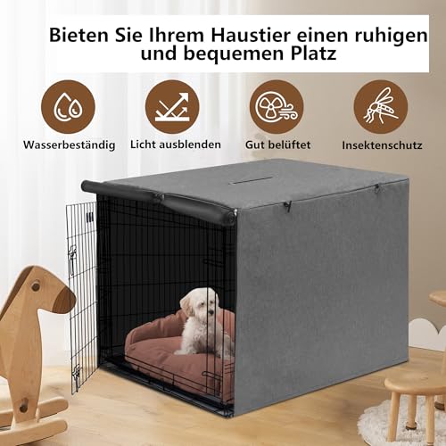 HiCaptain Hundekäfig Abdeckung für Drahtkäfige, Hundebox Abdeckung, Winddicht, für den Innen- und Außenbereich, 600D Polyester, 94 * 61 * 63cm (L*B*H), Nur Abdeckung