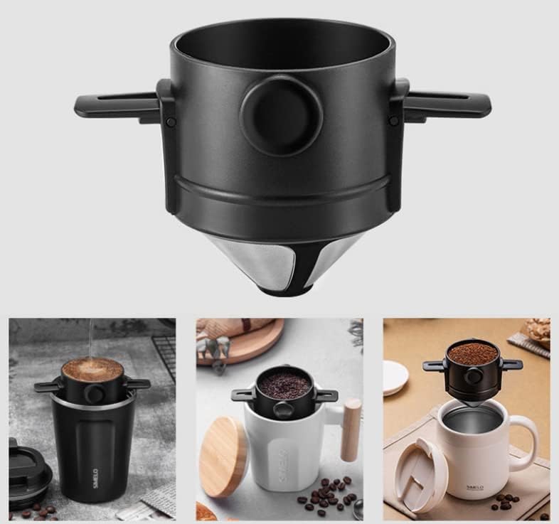 Miniatura 2 de JUSIMON Filtro de café plegable filtro de café reutilizable filtro de café reutilizable sin papel cafetera para verter una sola taza diseño de oreja