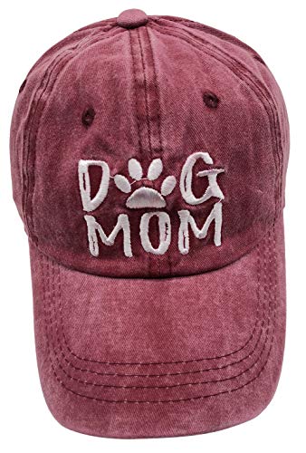 Image of OASCUVER Denim Fabric Adjustable Dog Mom Hat Fashion Distressed Baseball Cap for Women