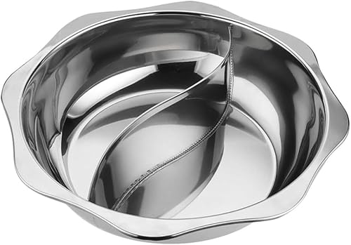 Youlines仕切り鍋 しゃぶしゃぶ鍋 仕切り ih/直火両方対応 火鍋 二食鍋 ??? 2色鍋 二味? 2つに分かれてる鍋 卓上鍋 両手鍋 ステンレス 調理器具 (36cm)