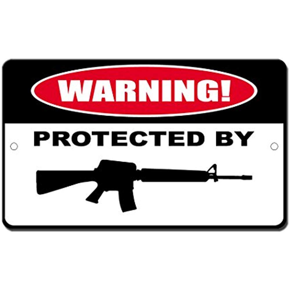 Yelacecca Aluminum Metal Sign Protected By Shotgun Picture Novelty Road Sign 8X12 Inch