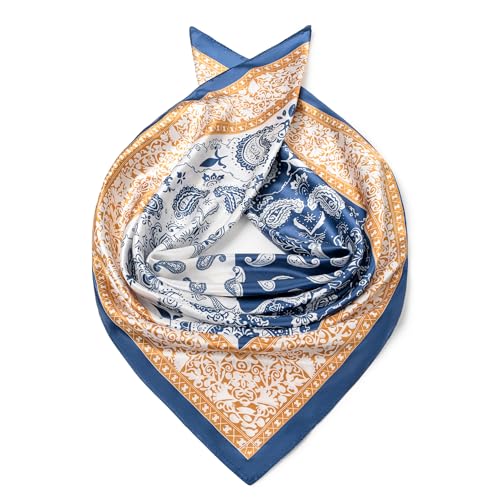 Image of 35 inch Men's Silk Cowboy Scarf - Oversized Western Bandana Neckwear, Large Square Scarf with Gift Packaging