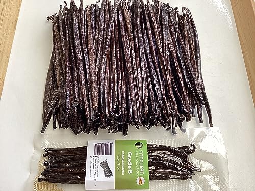 Image of 1oz Vanilla Beans Tahitian Grade B for extract, Cooking and Baking by FITNCLEAN VANILLA| Fresh 5 inch-7 inch NON-GMO Natural Raw Whole Pods