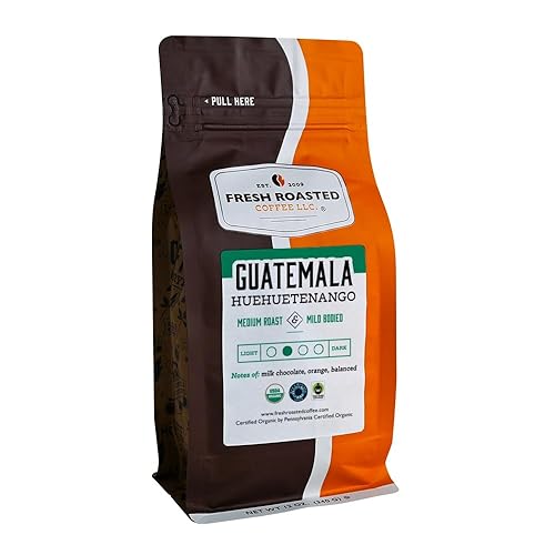 Fresh Roasted Coffee, Huehuetenango guatemalteco orgánico, 12 onzas, tostado medio, kosher de comercio justo, grano entero