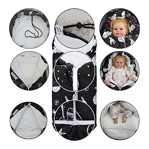 Lakpopya Baby Fußsäck für Kinderwagen aus Milchfleece/Flanell, Baby Winterfußsäck mit Muster, 102 * 57CM Babyfußsack für Babys 0-36 Monate (Raumschiff)
