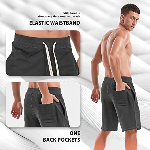AMY COULEE Men's Casual Classic Shorts Athletic Cotton Sweat Shorts with Drawstring3