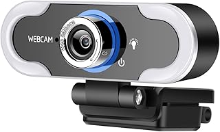 SYVI 1080P Webcam with Microphone,2 Mic Streaming Webcam 90° View PC Camera Plug And Play USB Webcam,for Call/Conference Zoom/Skype/Youtube,Notebook Computer/Desktop,Black