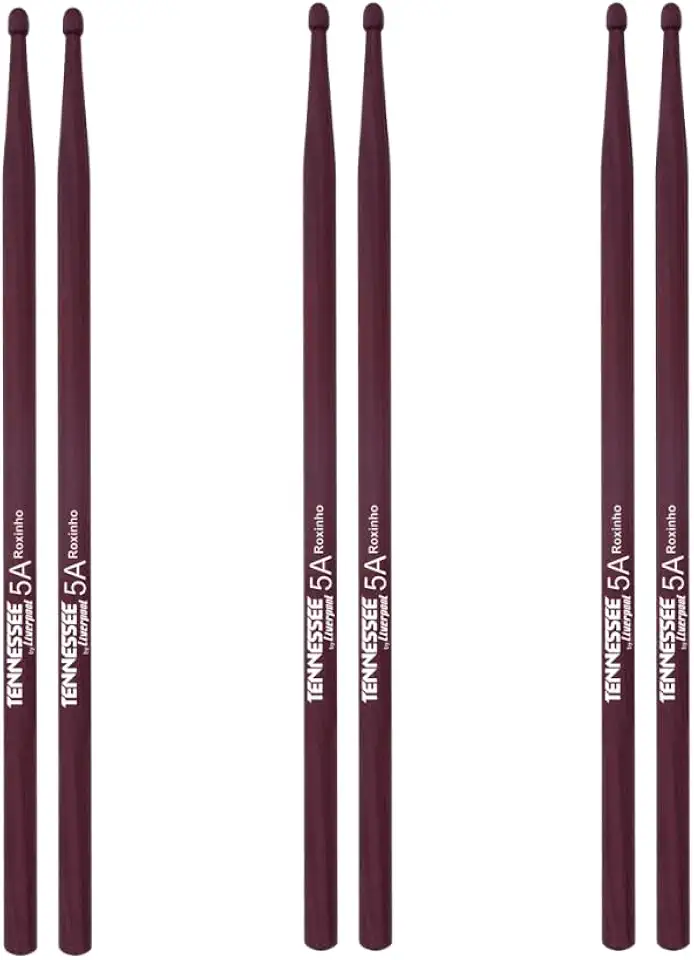 Kit três pares de baquetas Tennessee 5a Roxinho Ponta De Madeira Liverpool
