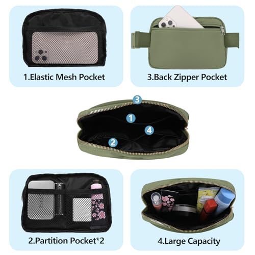 Image of VOROLO Fanny Pack For Women And Men Crossbody Bag Belt Bag Khaki Green