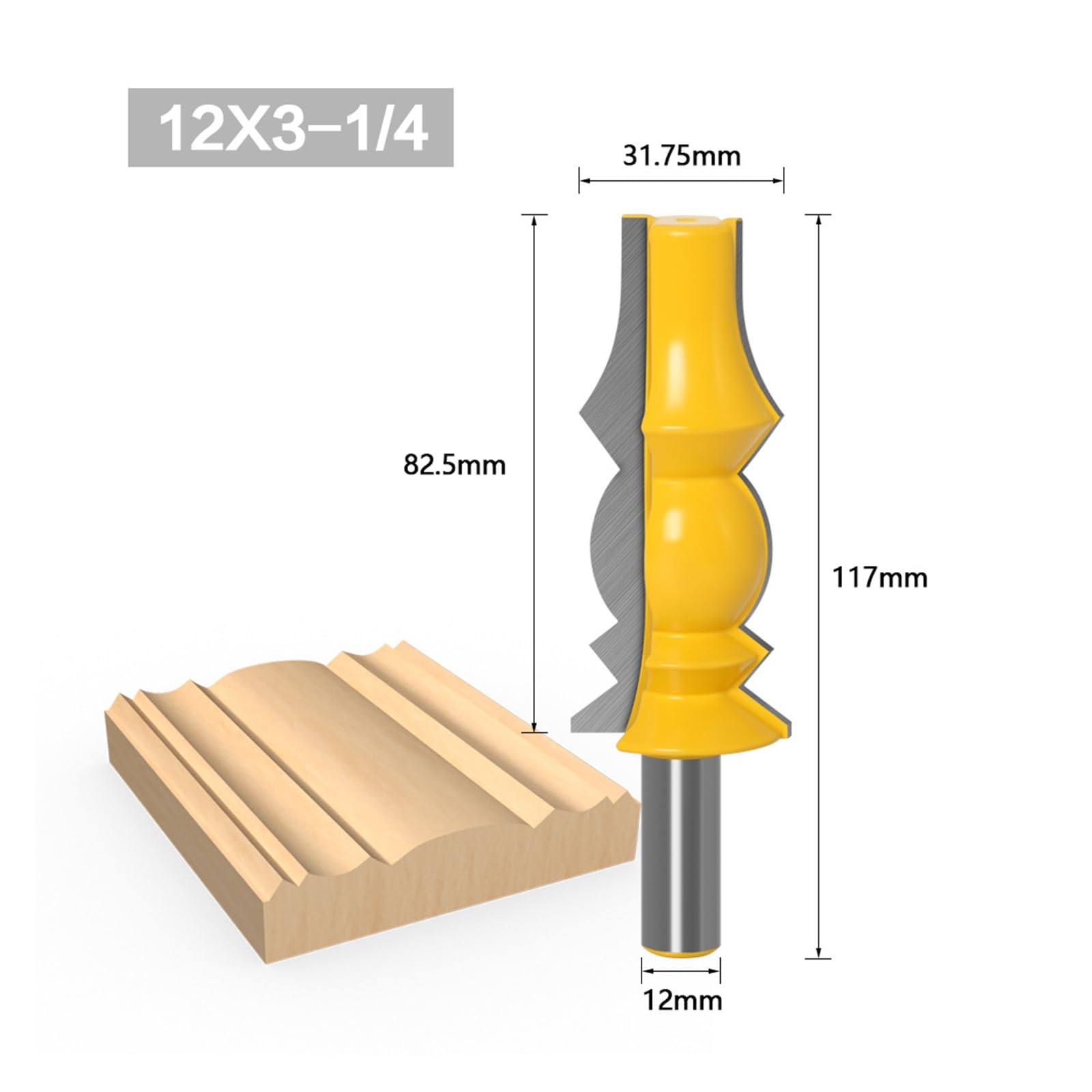 1pc 1/2 "Shank 12mm Shank duża odwracalna korona odlewnictwo 2 Bit zestaw frezów nóż liniowy czop frez do narzędzi do obróbki drewna(12mm)