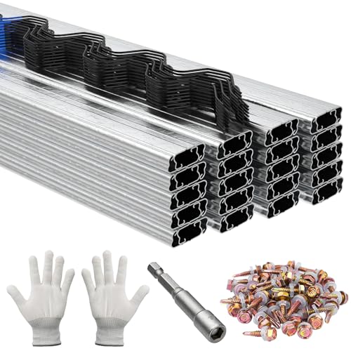 hannger 20 PCS 3.28FT Greenhouse Wiggle Spring Wire and Lock Channel Kit Greenhouse Channel and PVC Coated Spring for Plastic Film Netting or Cloth Comes with Seal Tight Screws and Driver.