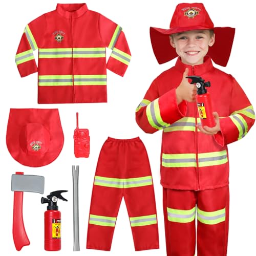 LOYO Fireman Costume Kids Firefighter Toys Role Play Set for Boys Aged 3-6