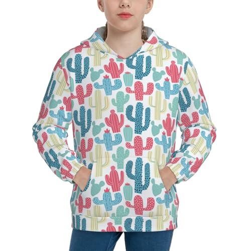 Cactus Colorful Kid Hoodies Boys Sweatshirts Girls Pullover with Pocket