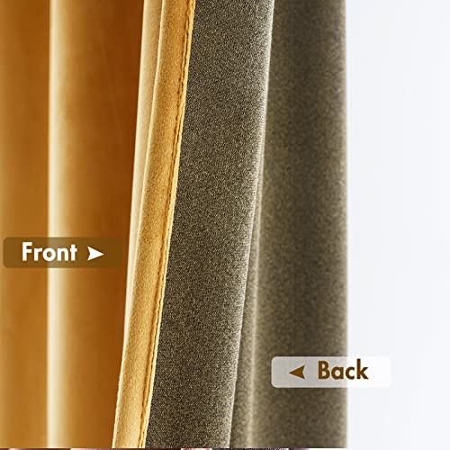 Image of MIULEE Mustard Yellow Blackout Velvet Curtains Drapes 63 Inch Long 52 inchx63 inch