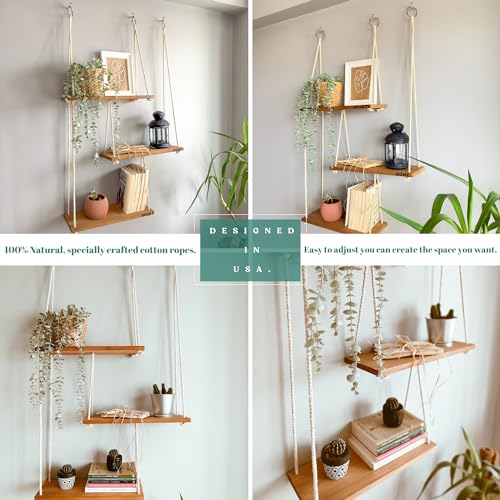Image of Hanging Shelves For Wall Shelves For Plant Shelf Indoor Wall Shelf Hanging Plant Shelf Floating Shelves For Wall Shelf For Bedroom Decorative Wall Shelves Window Shelf Macrame Shelf For Living Room