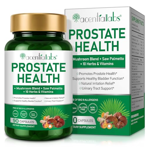 Nahrungsergänzungsmittel für die Gesundheit der Prostata, enthält eine Pilzmischung, Sägepalme, 10 Kräuter und Vitamine, unterstützt die Gesundheit der Harnwege und der Prostata bei Männern 90 Kapseln