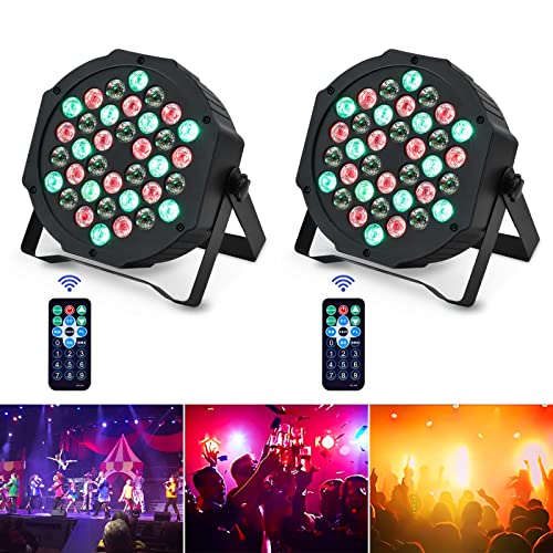 AIMKAP 2PCS Luces de Escenario 36LED RGB 72W Luces Discoteca DMX512 con Control Remoto, LED Par 7...