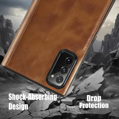 Image of Leather Case for Samsung Galaxy Note 20 Premium Protective Stylish Slim Cover with Shockproof Raised Edges Brown