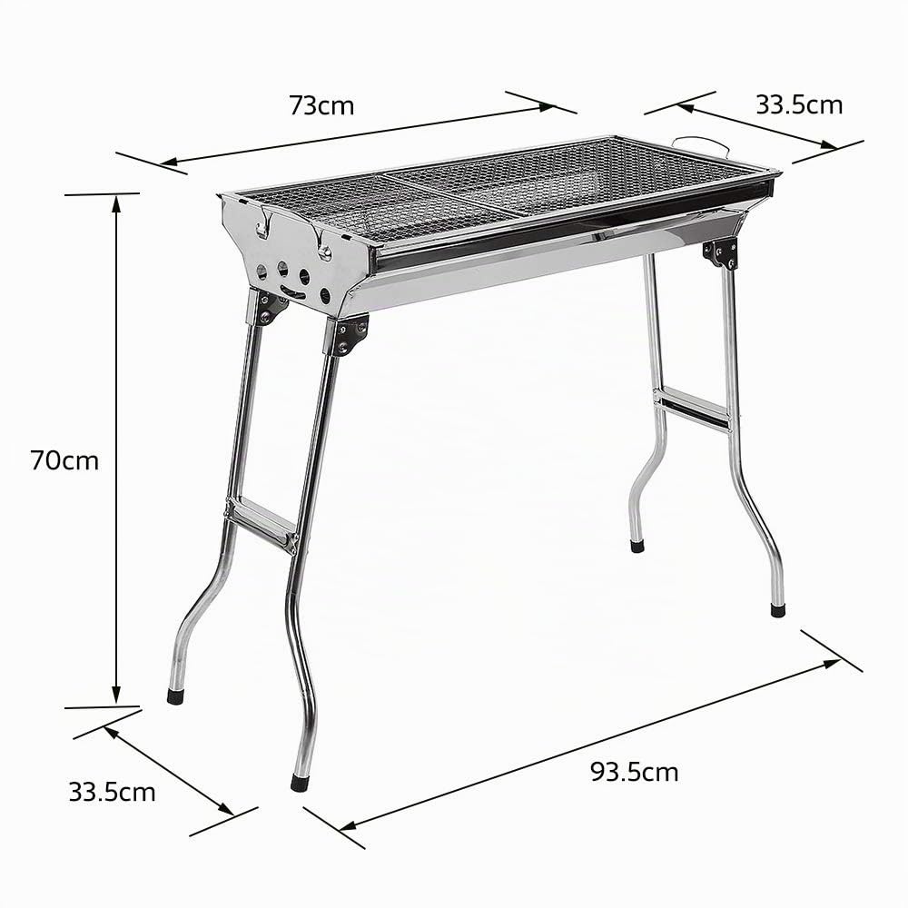Barbecue a carbone, carrello griglia, Barbecue a Carbone Portatile,Barbecue Grill Pieghevole in Acciaio Inossidabile,carrello per barbecue, griglia XL a carbone (73 * 33.5 * 70cm)