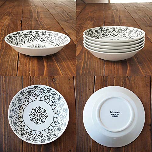 Mino Ware Japanese Pasta Bowl - 8.1 Inch, White Moroccan Design Ceramic Bowl For Rice, Soup, Curry | Dishwasher Safe - View #5
