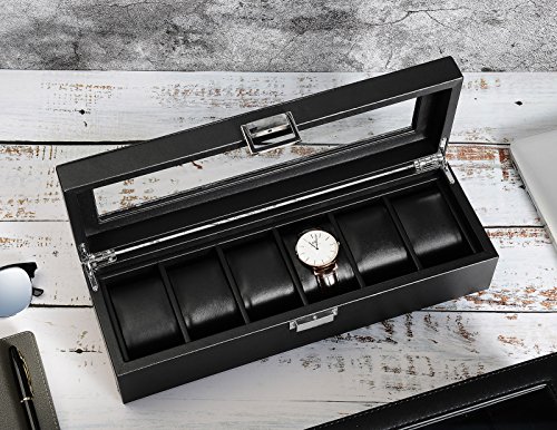 SWEETV Coperchio in Vetro Orologio scatole per 6