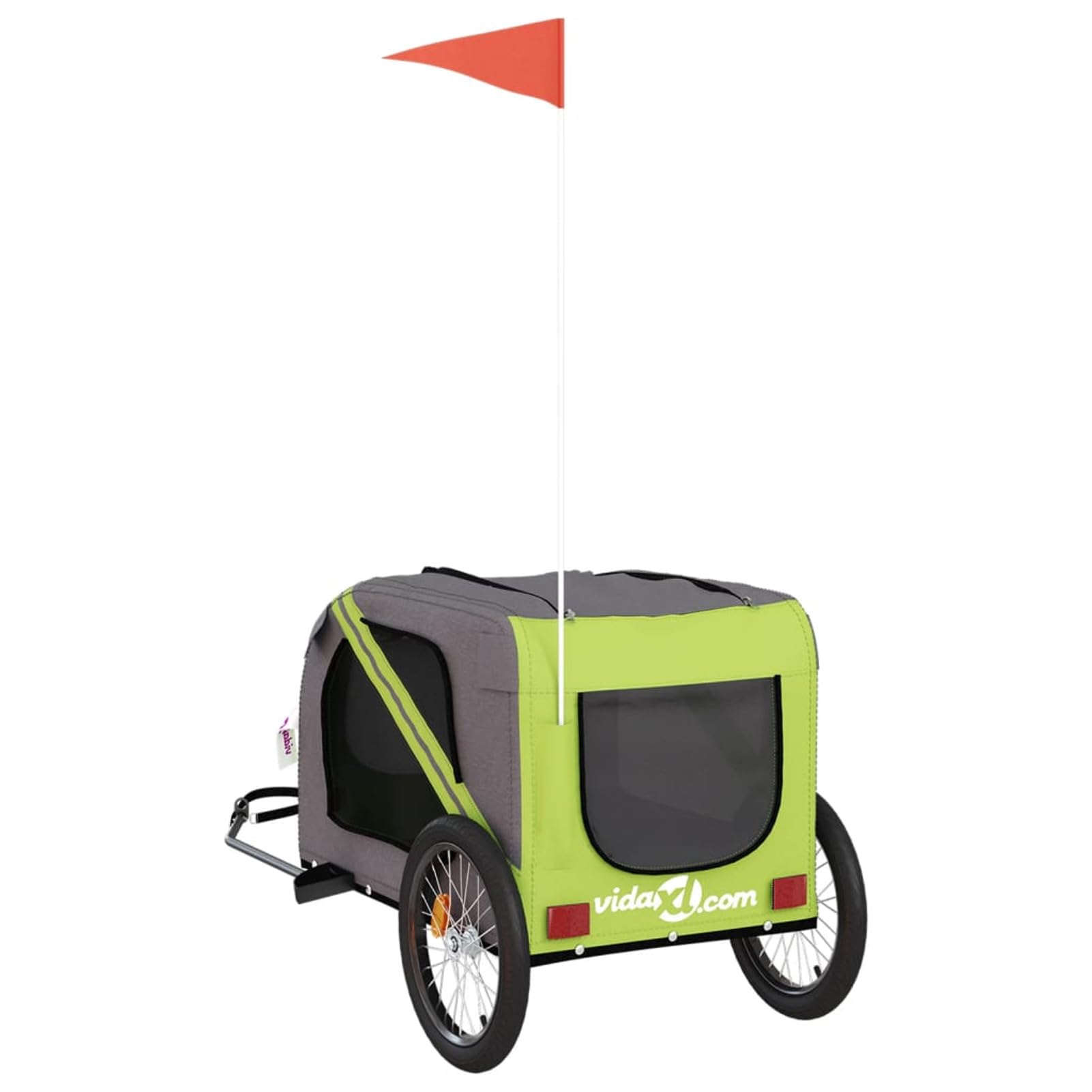 Remolque de Bicicleta para Perros Hierro Tela Oxford Verde Gris Carro para Bicicleta