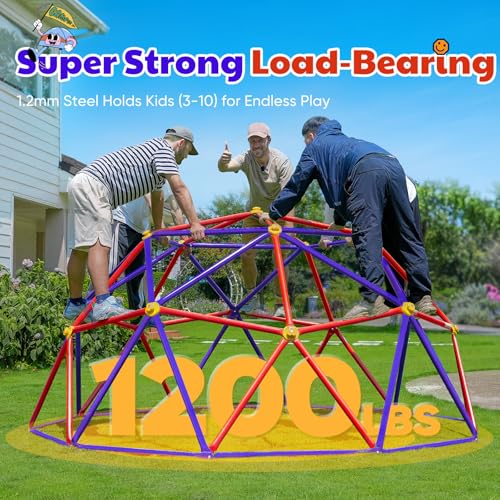 Image of Zupapa New Upgraded Outdoor Geometric Dome Climber with Tent, 1200LBS Weight Capability, 3D Assembly Video, Suitable for 1-6 Kids Climbing Frame (Purple+Orange, 10FT)