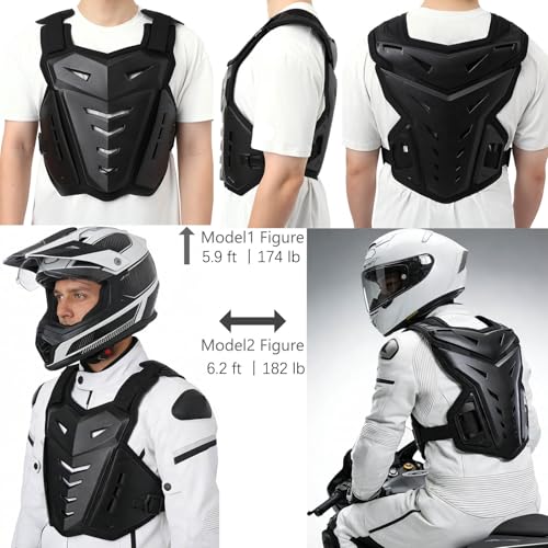 Leichte Brustpanzer-Motorrad-Schutzweste, Dirtbike-Reiten, Off-Road-Rennen, Radfahren, Skifahren, Motocross, Erwachsene, Kinder, Protektor-Shirt, Jacken für Straßenrad, Herren-Rückenschutz (schwarz)