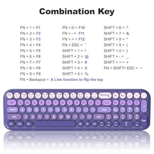 Image of KNOWSQT Wireless Keyboard and Mouse Combo - Purple-Gradient 2.4G Full-Size Typewriter Cute Colorful Keyboards - USB Plug and Play, for Windows, Laptop, Computer, PC, Desktop
