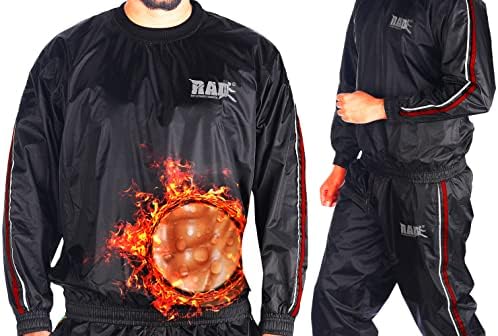 RAD Sauna Suit Men and Women, Weight Loss Sweat Suit Jacket Pant Gym, Boxing Workout (Red, Medium)